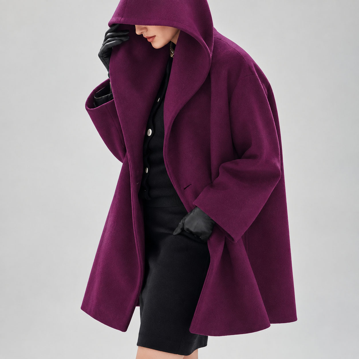 Women’s Lightweight Trench Coat Open Front Hooded Jacket Polyester Casual Long Sleeve Loose Fit Outerwear for Fall Spring