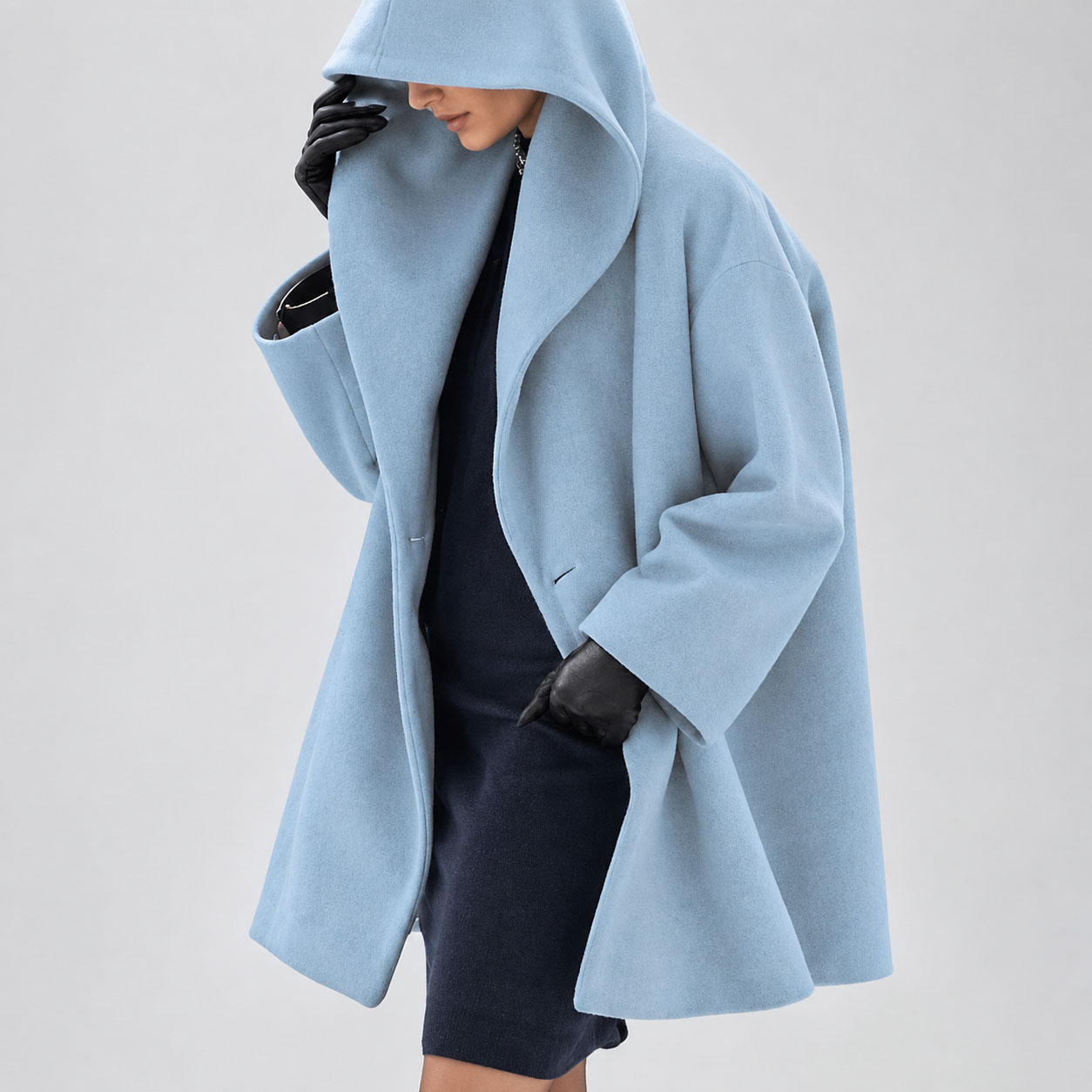 Women’s Lightweight Trench Coat Open Front Hooded Jacket Polyester Casual Long Sleeve Loose Fit Outerwear for Fall Spring