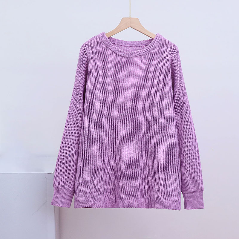 Women's Chunky Knit Sweater Crew Neck Long Sleeve Pullover Soft Casual Oversized Winter Tops Fashion Cozy Knitwear
