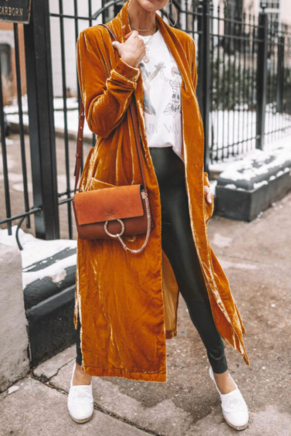 Women's Velvet Duster Coat, Long Open Front Blazer Jacket, Elegant Lightweight Longline Outerwear for Women, Casual Fall Spring Cardigan Coat