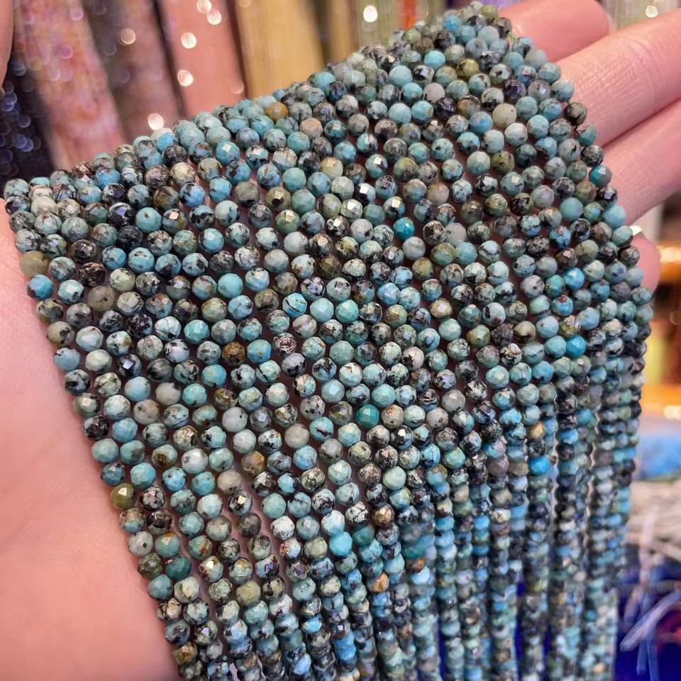 Wholesale Faceted Natural Gemstone Beads, Cut Crystal Loose Beads, Aquamarine Tourmaline Agate Spacer Beads for DIY Bracelet Necklace Jewelry Making, 2/3/4mm