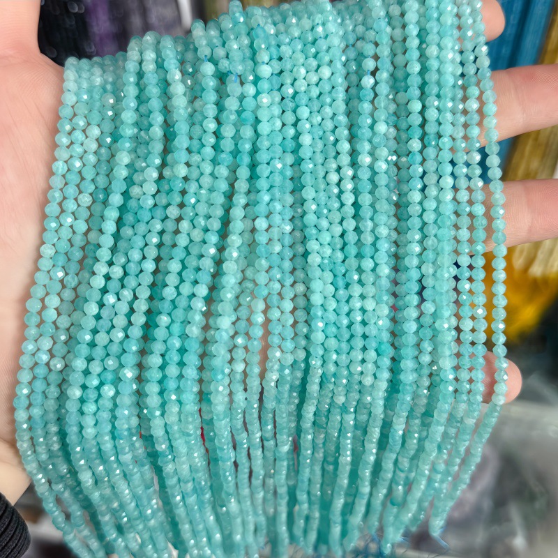 Natural Faceted Cut Round Gemstone Loose Beads, Multi-size 2/3/4mm Mixed Color Agate Crystal Spacer Beads for DIY Bracelet Necklace Earring Craft Making, Wholesale Per Strand