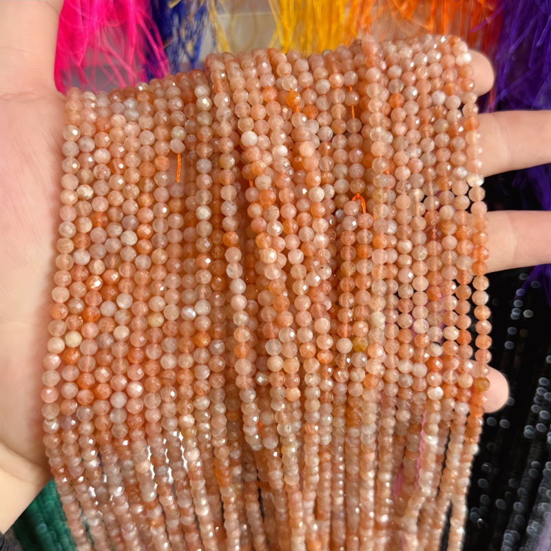 Natural Faceted Cut Round Gemstone Loose Beads, Multi-size 2/3/4mm Mixed Color Agate Crystal Spacer Beads for DIY Bracelet Necklace Earring Craft Making, Wholesale Per Strand