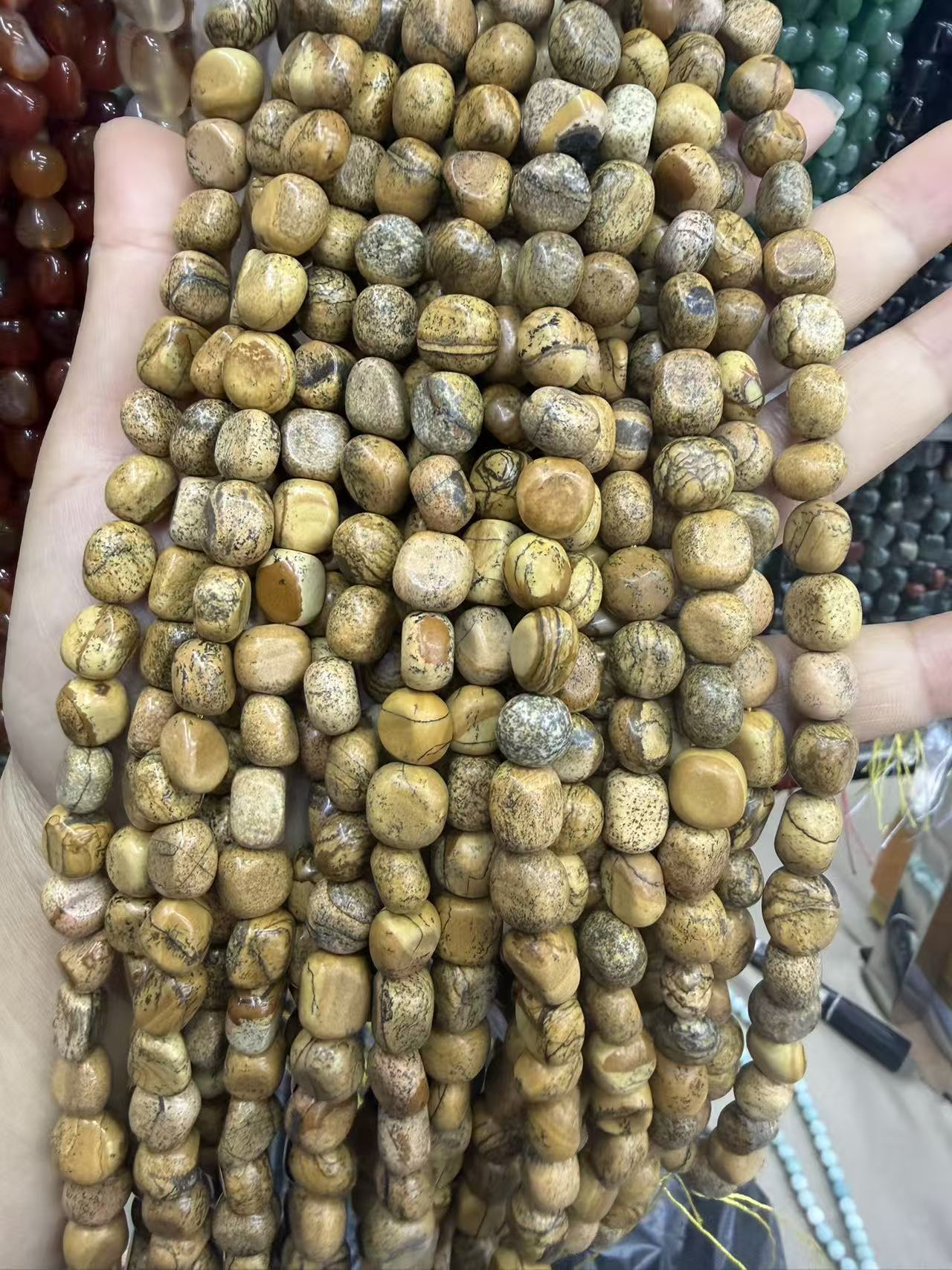 Natural Irregular Freeform Stone Loose Beads, 8×10mm Straight Hole Assorted Crystal Agate Spacer Beads for DIY Bracelet Necklace Earring Craft Supplies, Approx 40 Beads Per Strand Wholesale