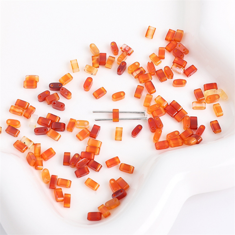 Natural Stone Double Hole TILA Flat Tile Loose Beads Tile Beads, Approx 5×2mm Spacer Beads for DIY Dopamine Bracelet Necklace Ring Craft Supplies, 10 Pieces Per Pack Wholesale