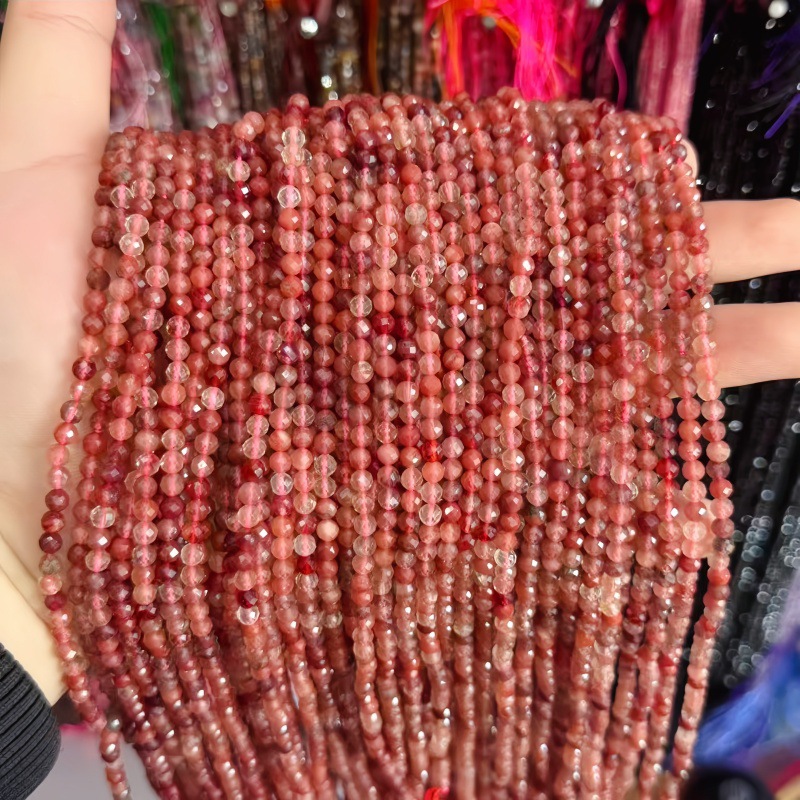 Natural Faceted Cut Round Gemstone Loose Beads, Multi-size 2/3/4mm Mixed Color Agate Crystal Spacer Beads for DIY Bracelet Necklace Earring Craft Making, Wholesale Per Strand