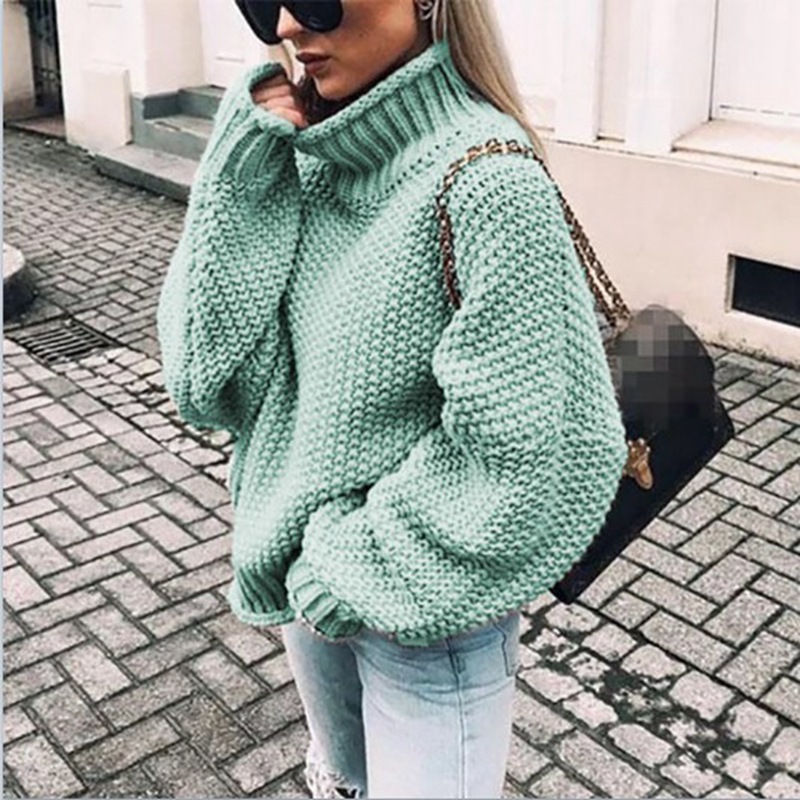 Women’s Chunky Knit Turtleneck Sweater, Oversized Loose Fit Pullover Jumper, Cozy Textured Cable Knit Long Sleeve Sweater for Fall Winter Casual Streetwear