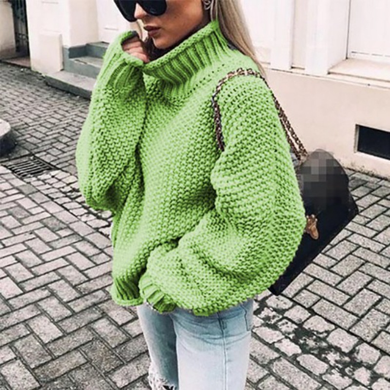 Women’s Chunky Knit Turtleneck Sweater, Oversized Loose Fit Pullover Jumper, Cozy Textured Cable Knit Long Sleeve Sweater for Fall Winter Casual Streetwear