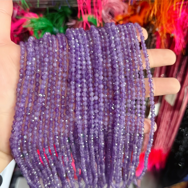 Natural Faceted Cut Round Gemstone Loose Beads, Multi-size 2/3/4mm Mixed Color Agate Crystal Spacer Beads for DIY Bracelet Necklace Earring Craft Making, Wholesale Per Strand