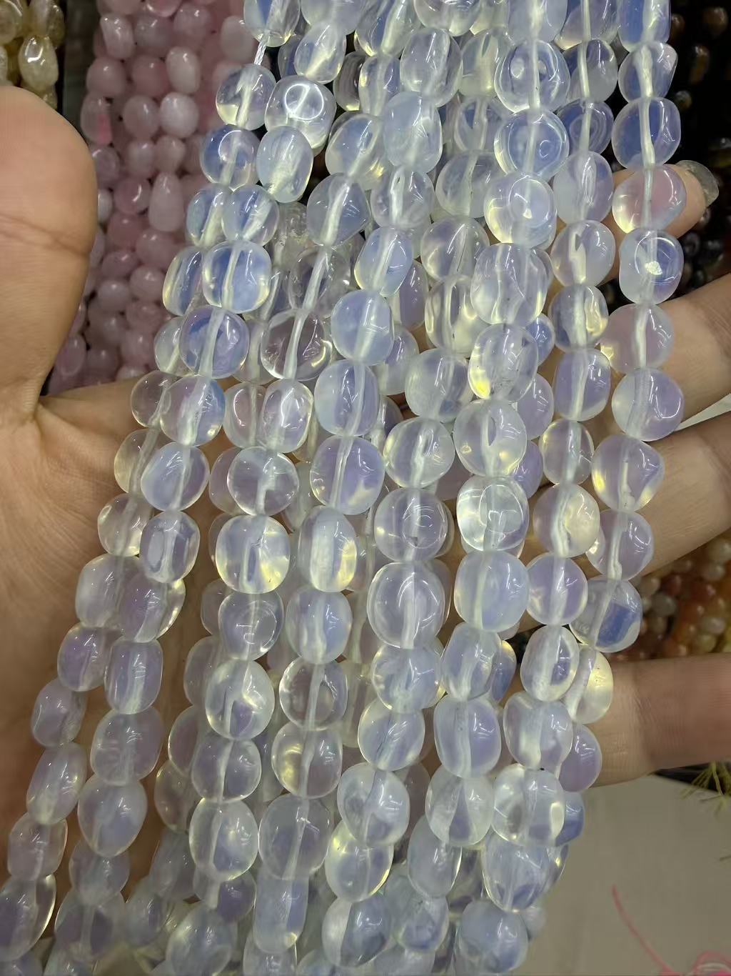 Natural Irregular Freeform Stone Loose Beads, 8×10mm Straight Hole Assorted Crystal Agate Spacer Beads for DIY Bracelet Necklace Earring Craft Supplies, Approx 40 Beads Per Strand Wholesale