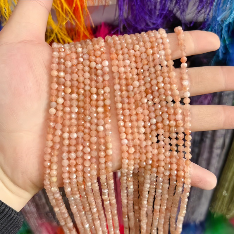 Natural Faceted Cut Round Gemstone Loose Beads, Multi-size 2/3/4mm Mixed Color Agate Crystal Spacer Beads for DIY Bracelet Necklace Earring Craft Making, Wholesale Per Strand