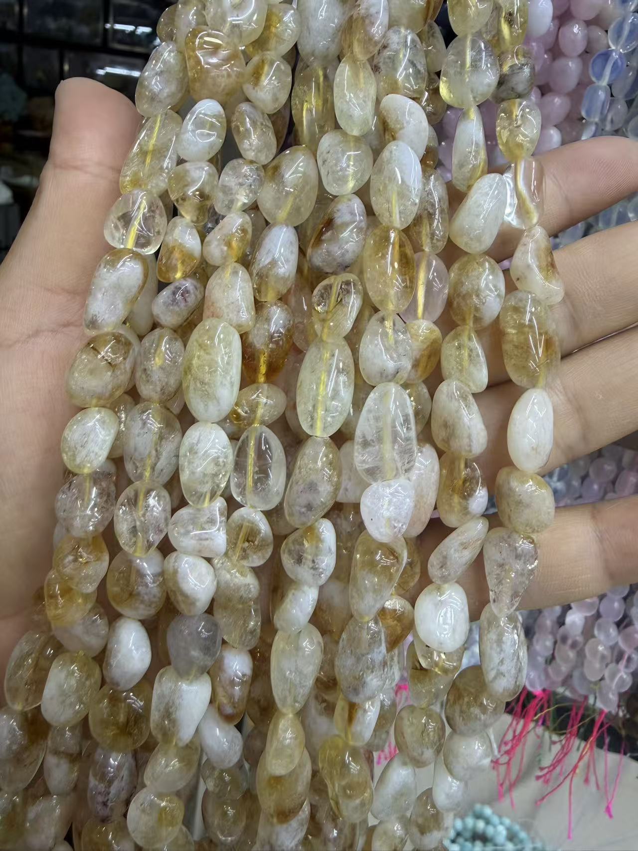 Natural Irregular Freeform Stone Loose Beads, 8×10mm Straight Hole Assorted Crystal Agate Spacer Beads for DIY Bracelet Necklace Earring Craft Supplies, Approx 40 Beads Per Strand Wholesale