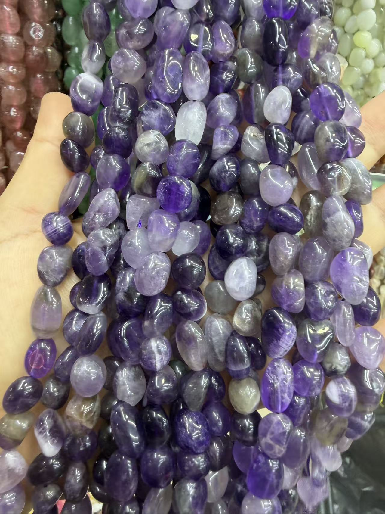 Natural Irregular Freeform Stone Loose Beads, 8×10mm Straight Hole Assorted Crystal Agate Spacer Beads for DIY Bracelet Necklace Earring Craft Supplies, Approx 40 Beads Per Strand Wholesale