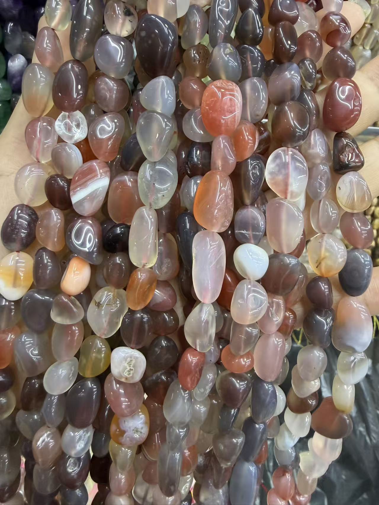 Natural Irregular Freeform Stone Loose Beads, 8×10mm Straight Hole Assorted Crystal Agate Spacer Beads for DIY Bracelet Necklace Earring Craft Supplies, Approx 40 Beads Per Strand Wholesale