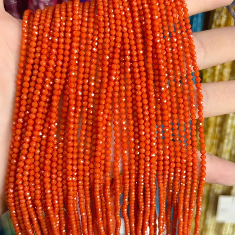 Natural Faceted Cut Round Gemstone Loose Beads, Multi-size 2/3/4mm Mixed Color Agate Crystal Spacer Beads for DIY Bracelet Necklace Earring Craft Making, Wholesale Per Strand