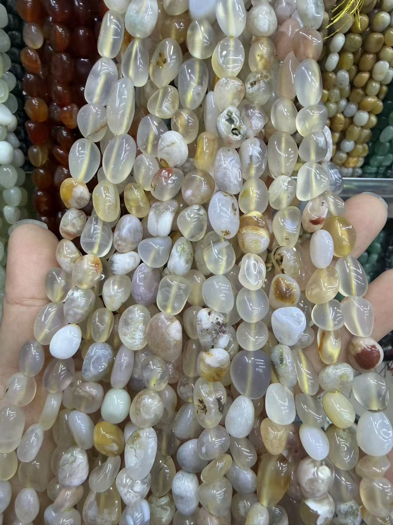 Natural Irregular Freeform Stone Loose Beads, 8×10mm Straight Hole Assorted Crystal Agate Spacer Beads for DIY Bracelet Necklace Earring Craft Supplies, Approx 40 Beads Per Strand Wholesale