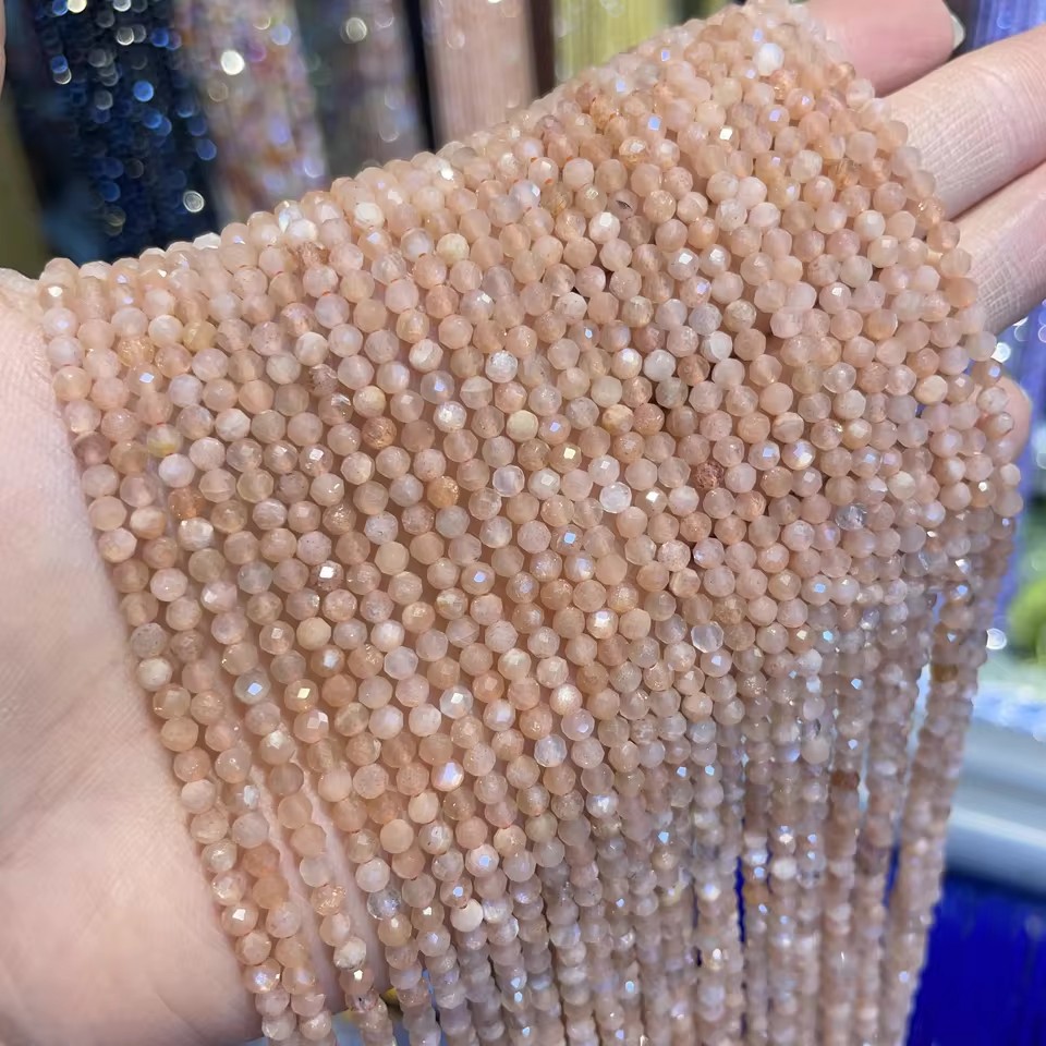 Wholesale Faceted Natural Gemstone Beads, Cut Crystal Loose Beads, Aquamarine Tourmaline Agate Spacer Beads for DIY Bracelet Necklace Jewelry Making, 2/3/4mm