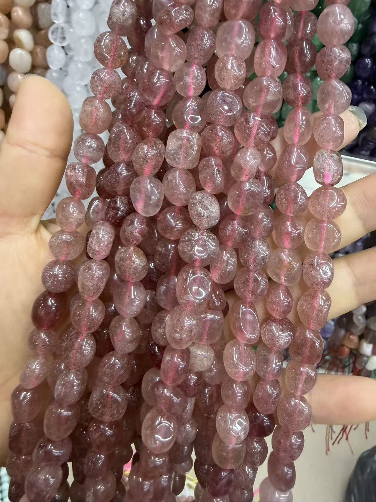 Natural Irregular Freeform Stone Loose Beads, 8×10mm Straight Hole Assorted Crystal Agate Spacer Beads for DIY Bracelet Necklace Earring Craft Supplies, Approx 40 Beads Per Strand Wholesale