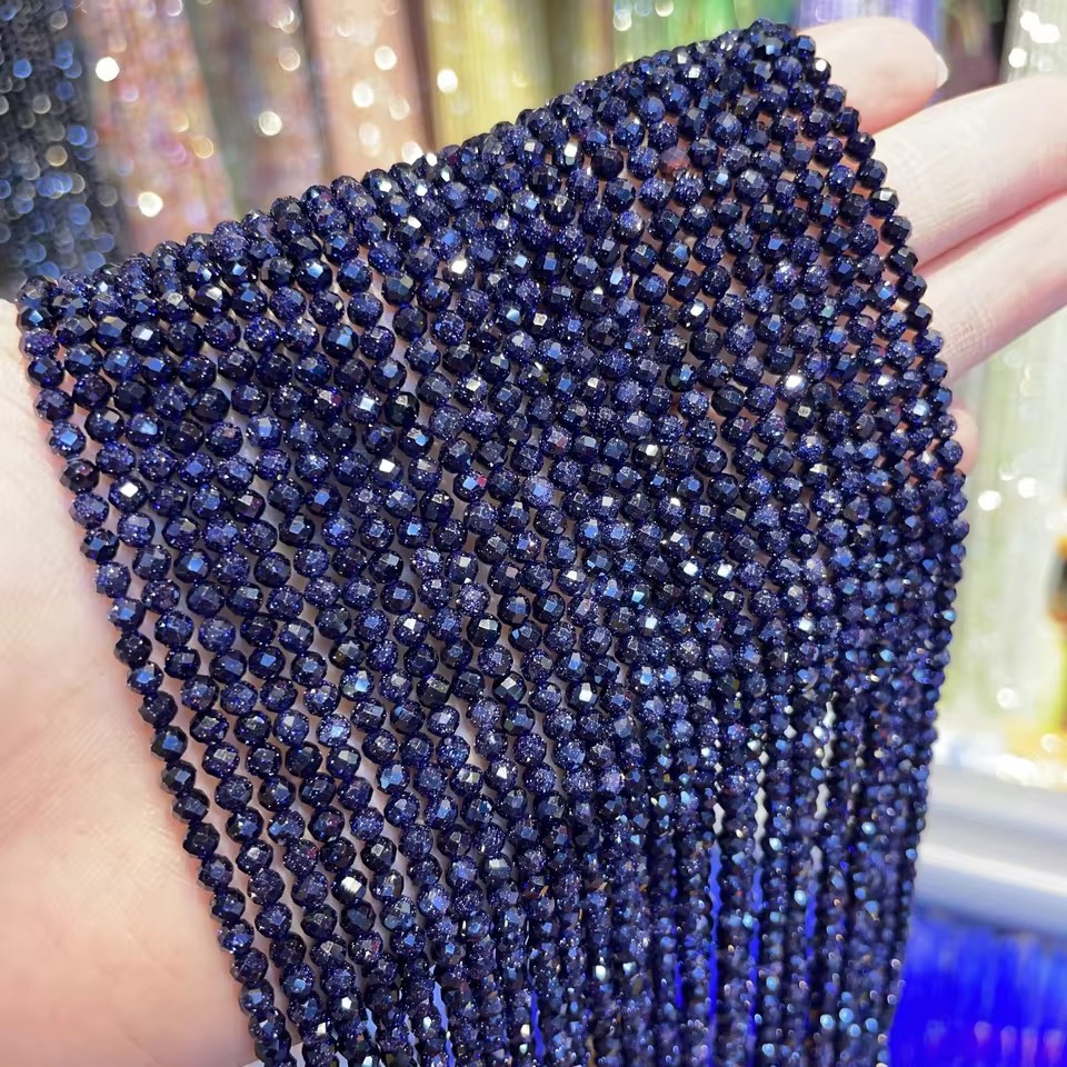 Wholesale Faceted Natural Gemstone Beads, Cut Crystal Loose Beads, Aquamarine Tourmaline Agate Spacer Beads for DIY Bracelet Necklace Jewelry Making, 2/3/4mm