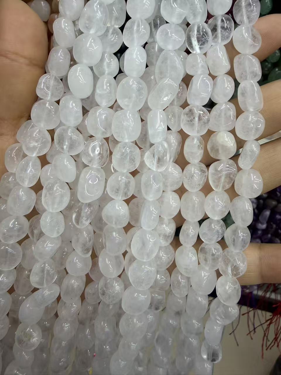 Natural Irregular Freeform Stone Loose Beads, 8×10mm Straight Hole Assorted Crystal Agate Spacer Beads for DIY Bracelet Necklace Earring Craft Supplies, Approx 40 Beads Per Strand Wholesale