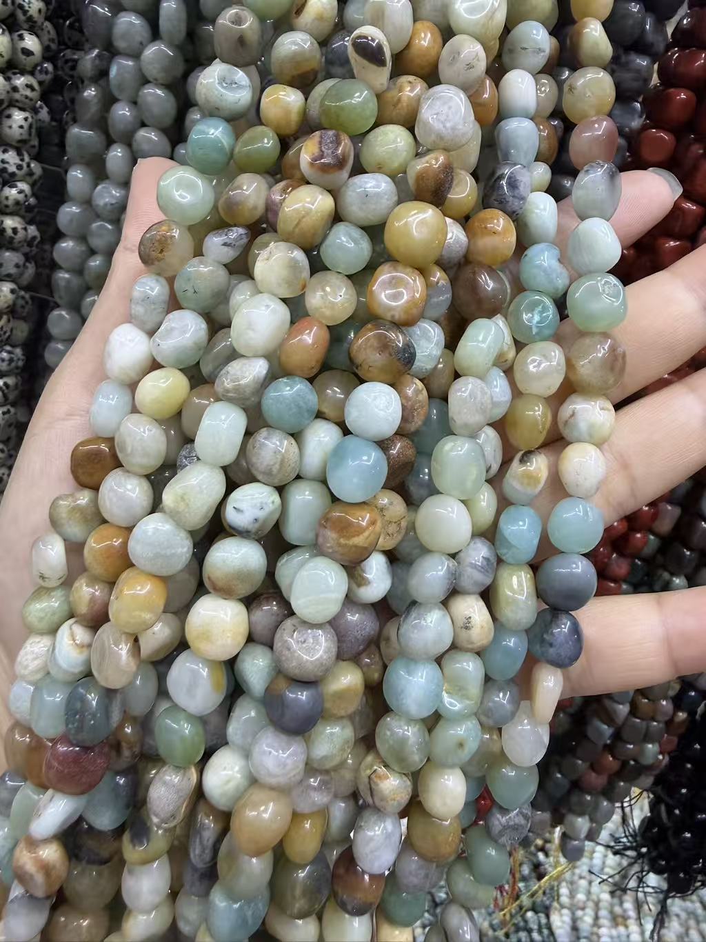 Natural Irregular Freeform Stone Loose Beads, 8×10mm Straight Hole Assorted Crystal Agate Spacer Beads for DIY Bracelet Necklace Earring Craft Supplies, Approx 40 Beads Per Strand Wholesale