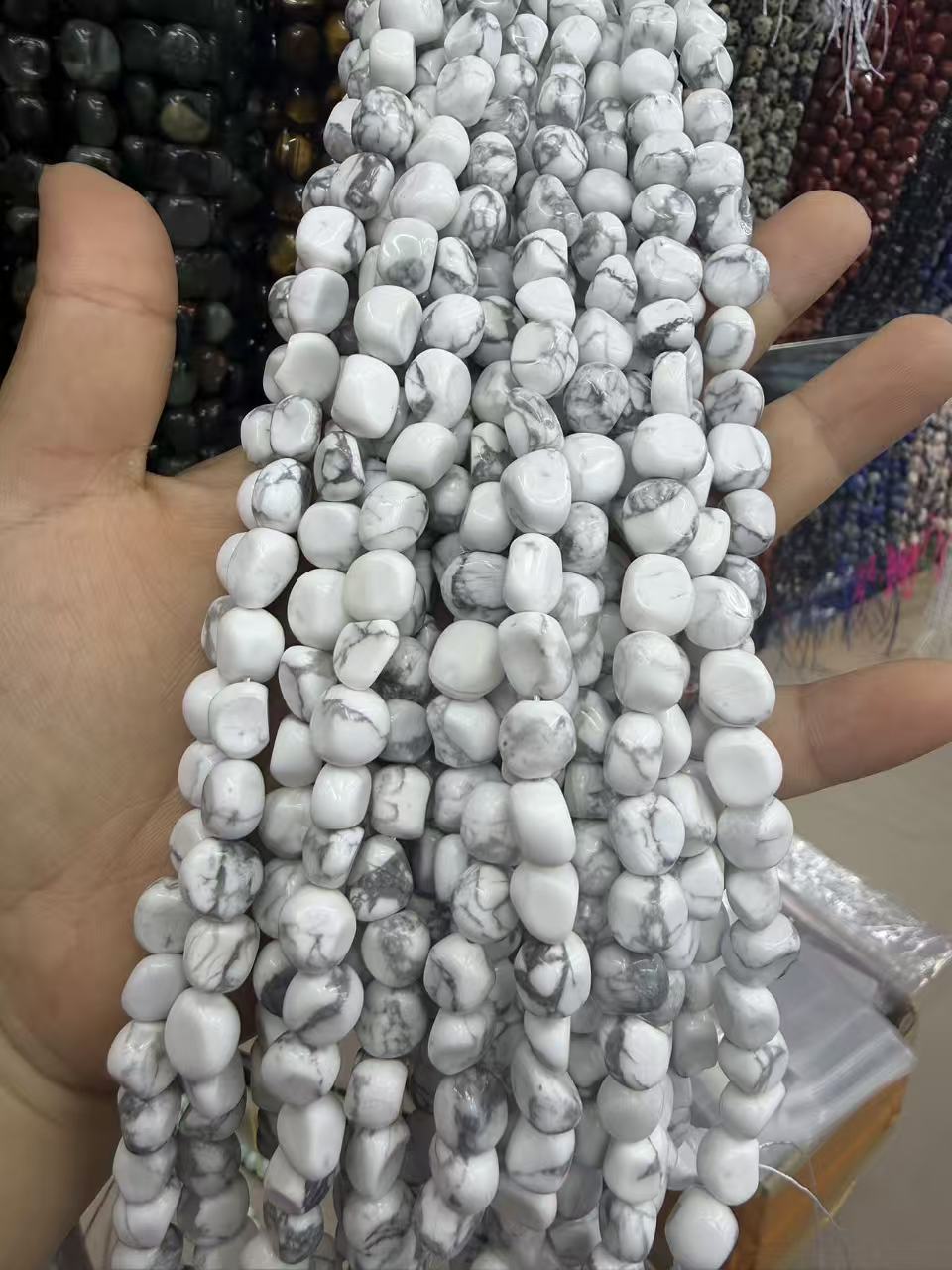 Natural Irregular Freeform Stone Loose Beads, 8×10mm Straight Hole Assorted Crystal Agate Spacer Beads for DIY Bracelet Necklace Earring Craft Supplies, Approx 40 Beads Per Strand Wholesale