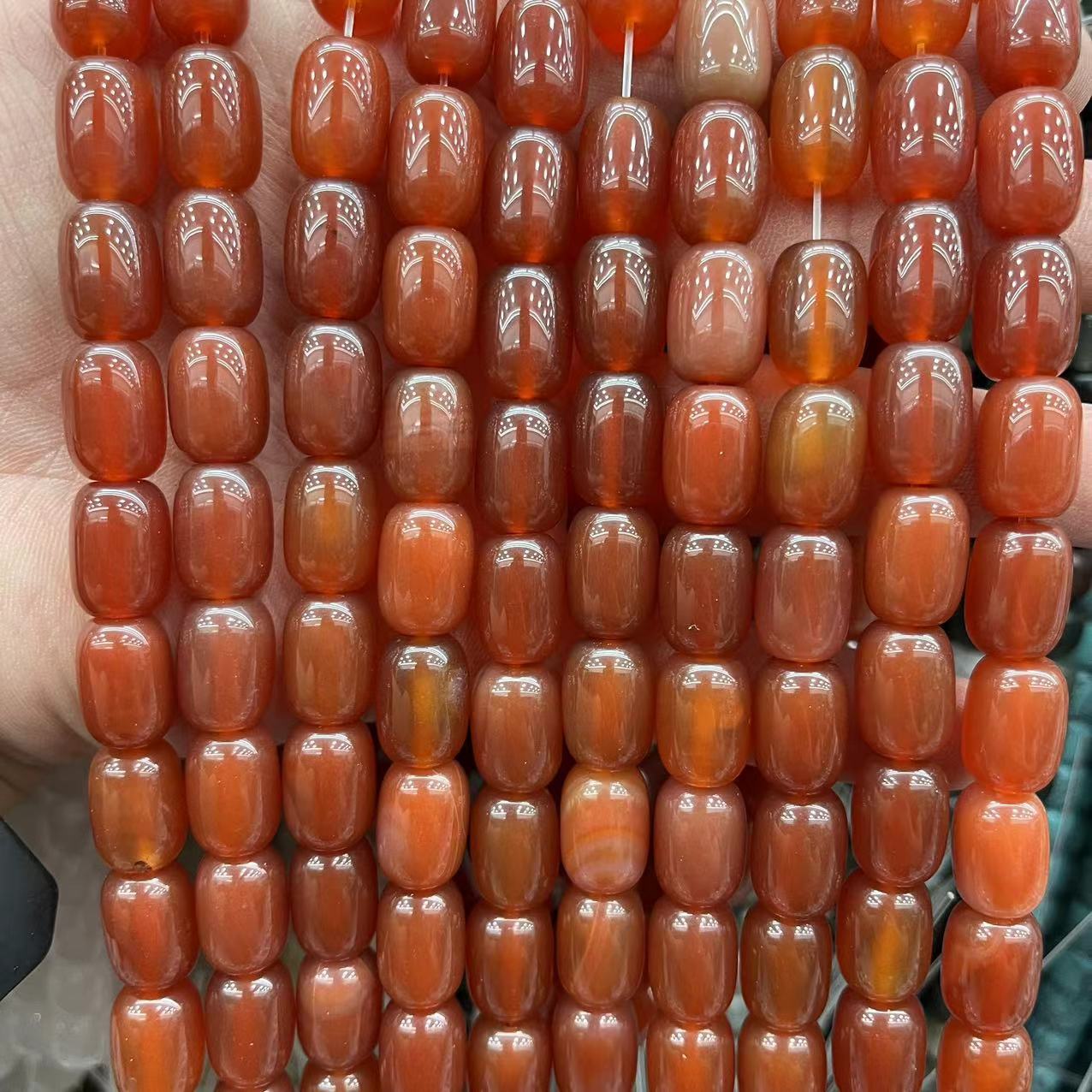 Natural Banded Striped Agate Drum Barrel Loose Beads, 10×14mm Straight Hole Gemstone Spacer Beads for DIY Bracelet Necklace Earring Craft Making, Approx 28 Beads Per Strand