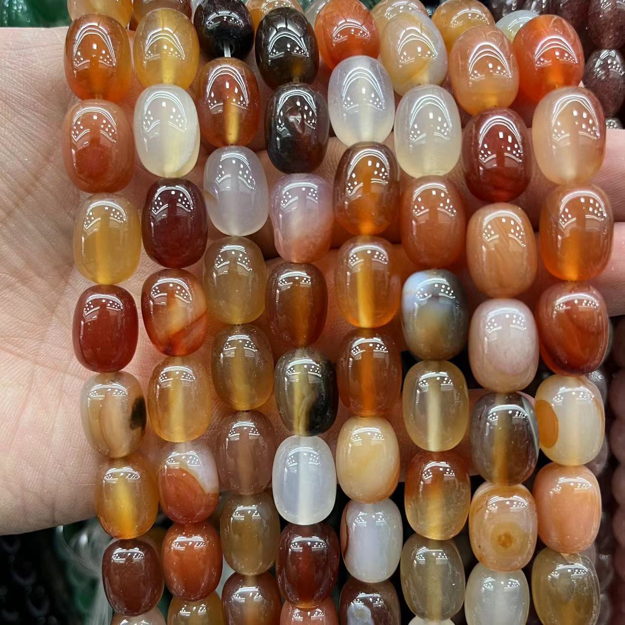Natural Banded Striped Agate Drum Barrel Loose Beads, 10×14mm Straight Hole Gemstone Spacer Beads for DIY Bracelet Necklace Earring Craft Making, Approx 28 Beads Per Strand