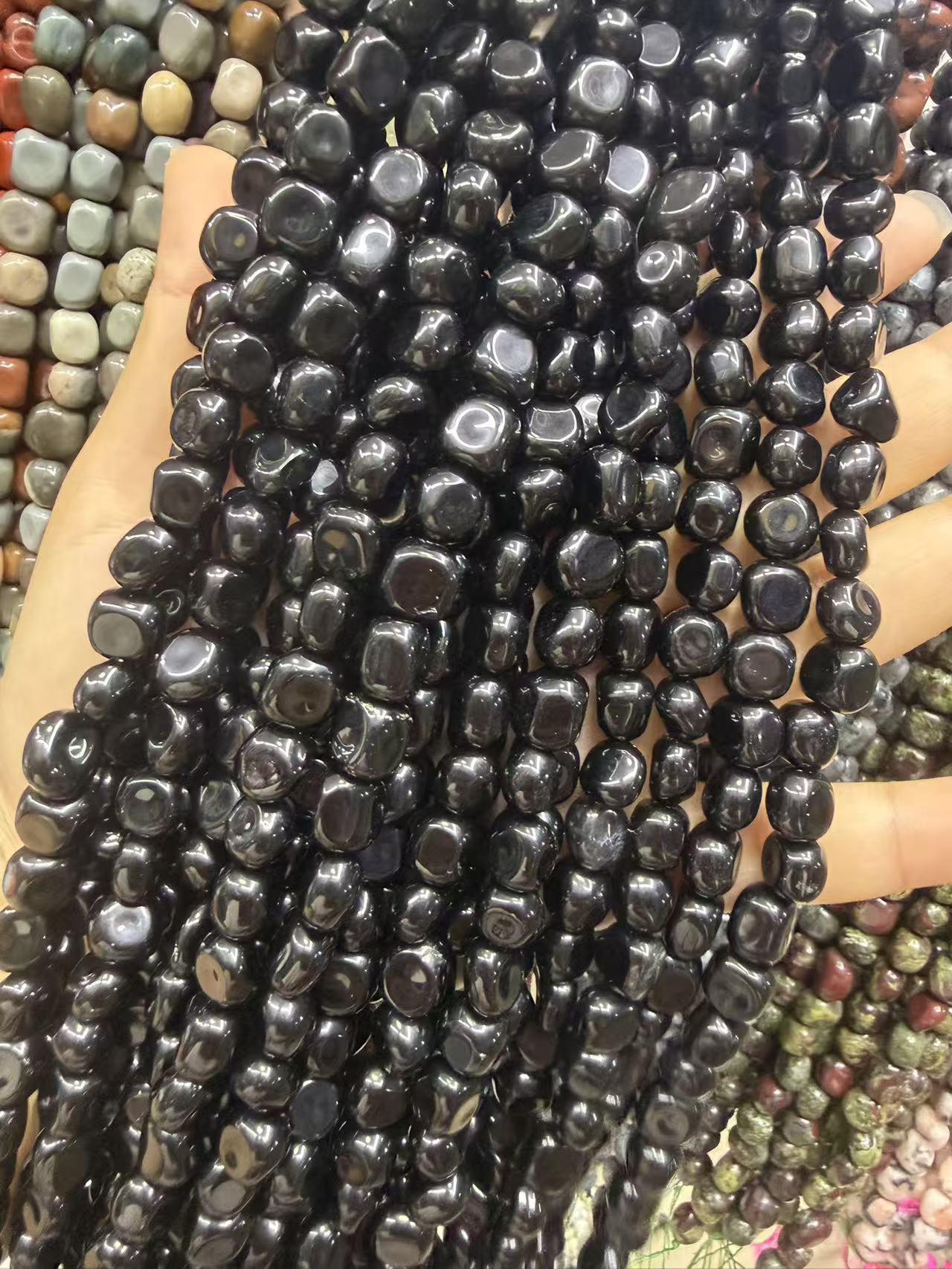Natural Irregular Freeform Stone Loose Beads, 8×10mm Straight Hole Assorted Crystal Agate Spacer Beads for DIY Bracelet Necklace Earring Craft Supplies, Approx 40 Beads Per Strand Wholesale