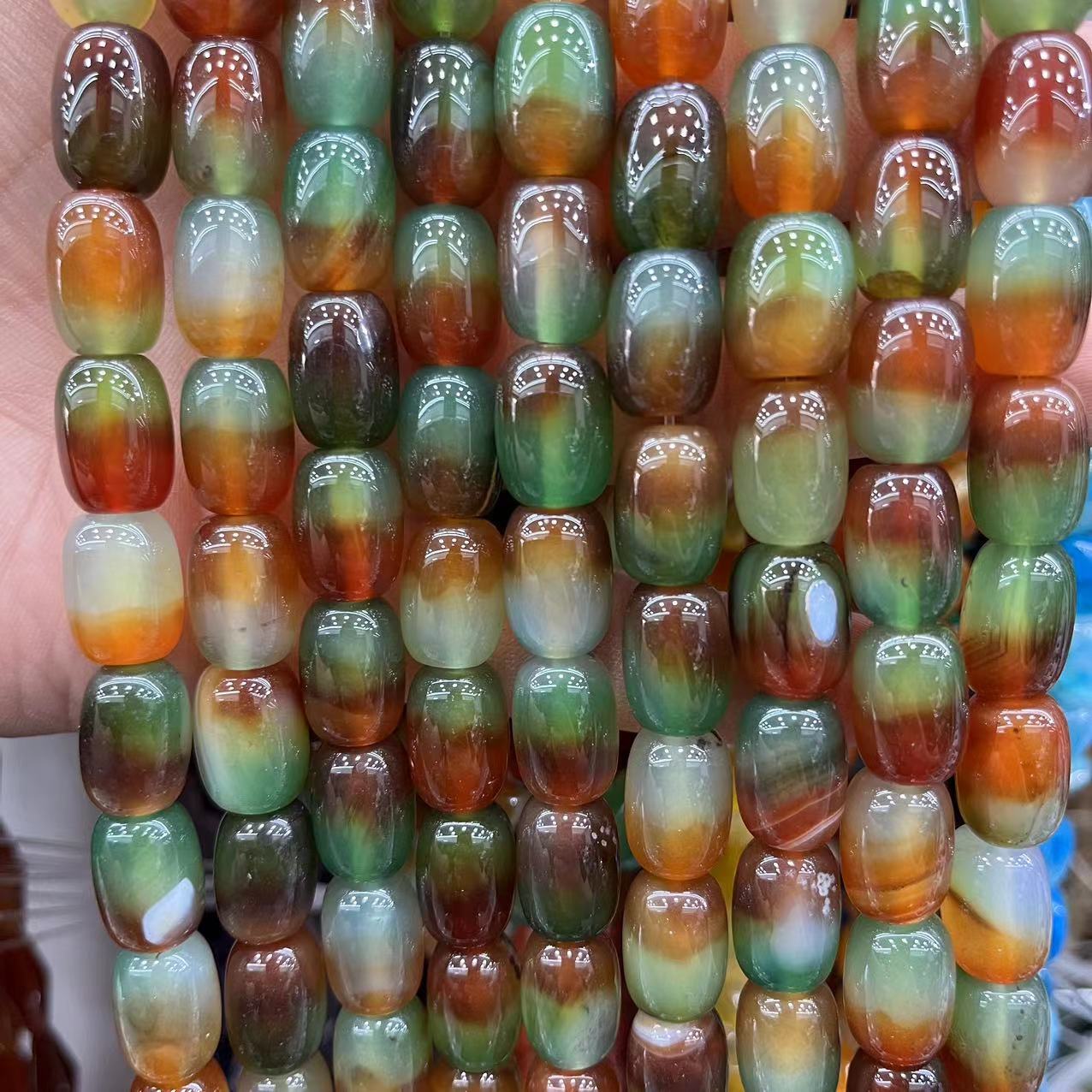 Natural Banded Striped Agate Drum Barrel Loose Beads, 10×14mm Straight Hole Gemstone Spacer Beads for DIY Bracelet Necklace Earring Craft Making, Approx 28 Beads Per Strand
