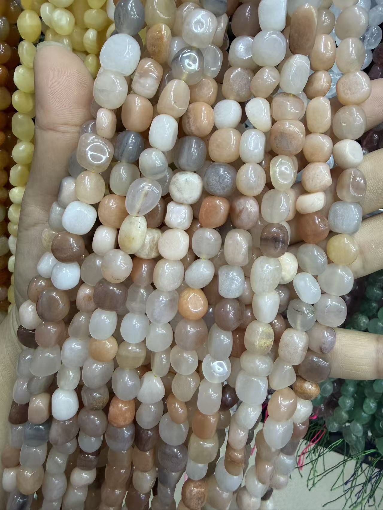 Natural Irregular Freeform Stone Loose Beads, 8×10mm Straight Hole Assorted Crystal Agate Spacer Beads for DIY Bracelet Necklace Earring Craft Supplies, Approx 40 Beads Per Strand Wholesale