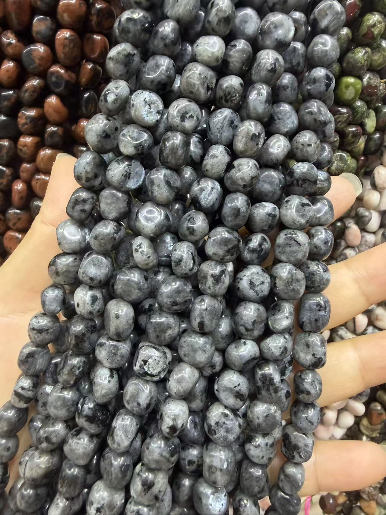 Natural Irregular Freeform Stone Loose Beads, 8×10mm Straight Hole Assorted Crystal Agate Spacer Beads for DIY Bracelet Necklace Earring Craft Supplies, Approx 40 Beads Per Strand Wholesale