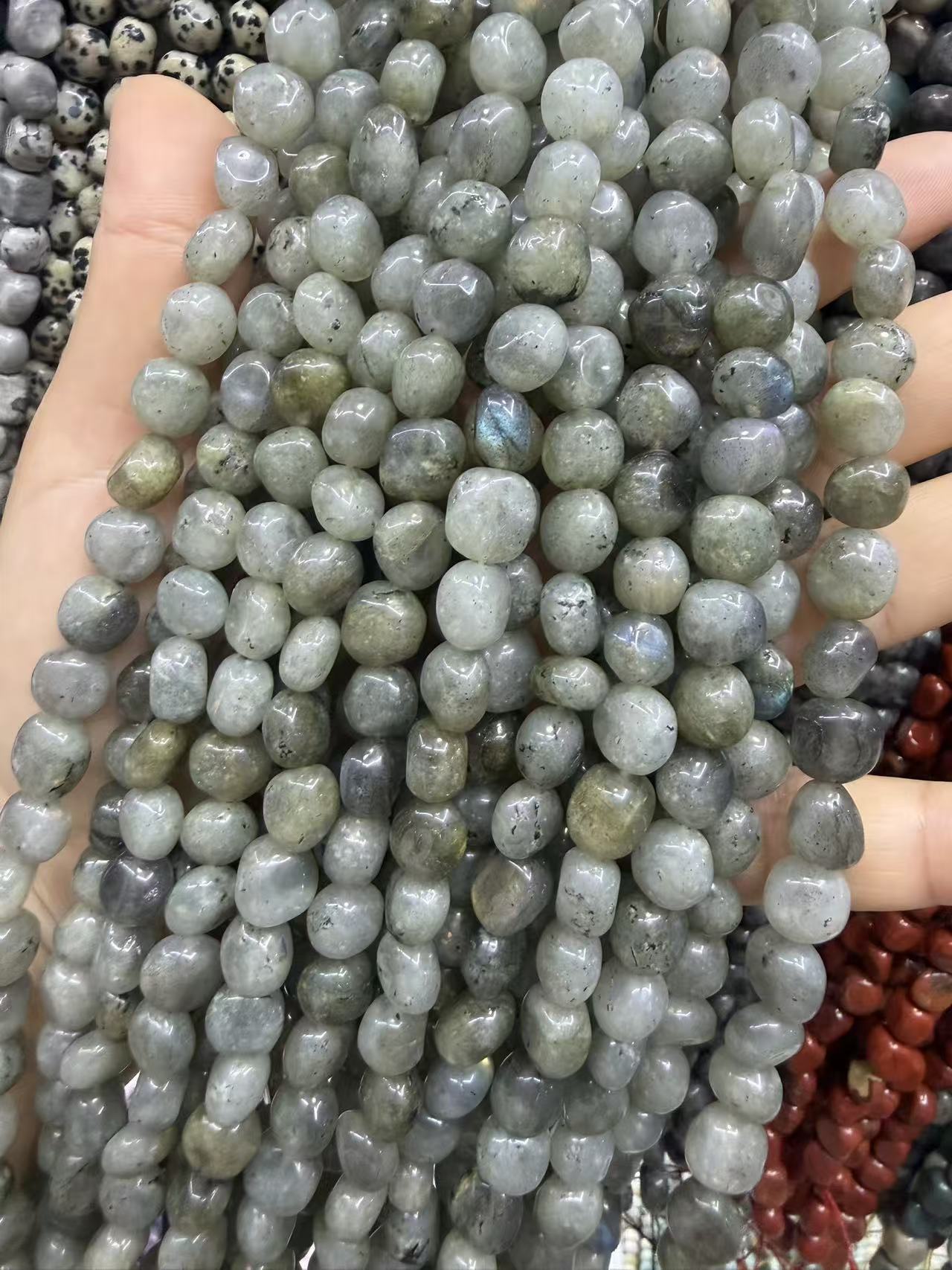 Natural Irregular Freeform Stone Loose Beads, 8×10mm Straight Hole Assorted Crystal Agate Spacer Beads for DIY Bracelet Necklace Earring Craft Supplies, Approx 40 Beads Per Strand Wholesale