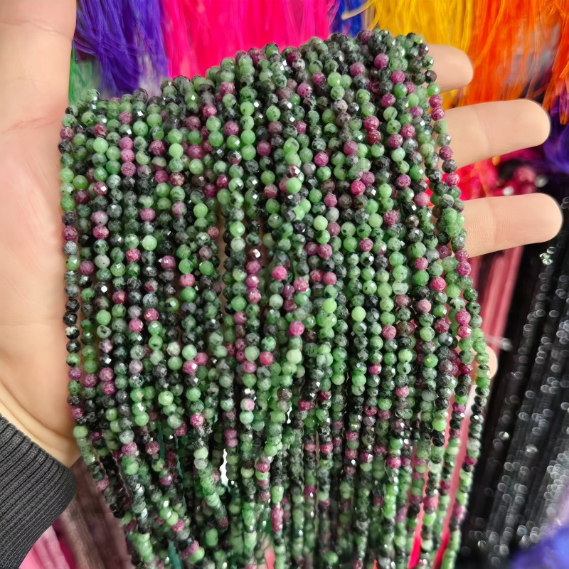 Natural Faceted Cut Round Gemstone Loose Beads, Multi-size 2/3/4mm Mixed Color Agate Crystal Spacer Beads for DIY Bracelet Necklace Earring Craft Making, Wholesale Per Strand