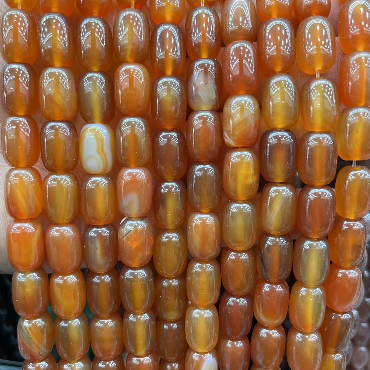 Natural Banded Striped Agate Drum Barrel Loose Beads, 10×14mm Straight Hole Gemstone Spacer Beads for DIY Bracelet Necklace Earring Craft Making, Approx 28 Beads Per Strand