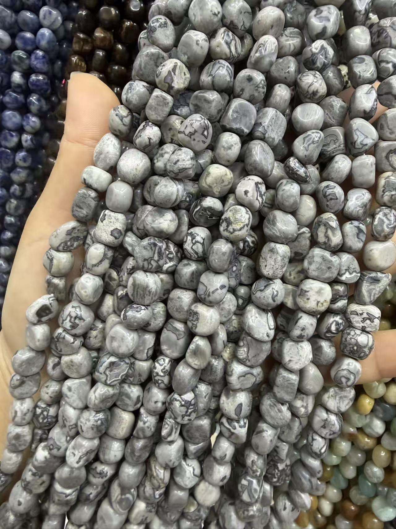 Natural Irregular Freeform Stone Loose Beads, 8×10mm Straight Hole Assorted Crystal Agate Spacer Beads for DIY Bracelet Necklace Earring Craft Supplies, Approx 40 Beads Per Strand Wholesale