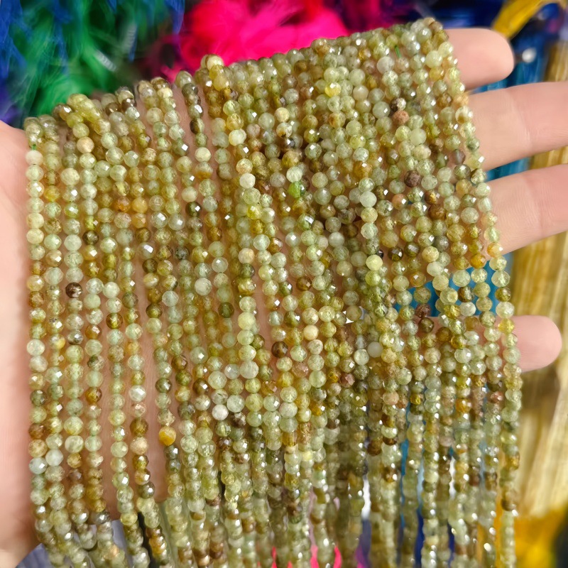 Natural Faceted Cut Round Gemstone Loose Beads, Multi-size 2/3/4mm Mixed Color Agate Crystal Spacer Beads for DIY Bracelet Necklace Earring Craft Making, Wholesale Per Strand