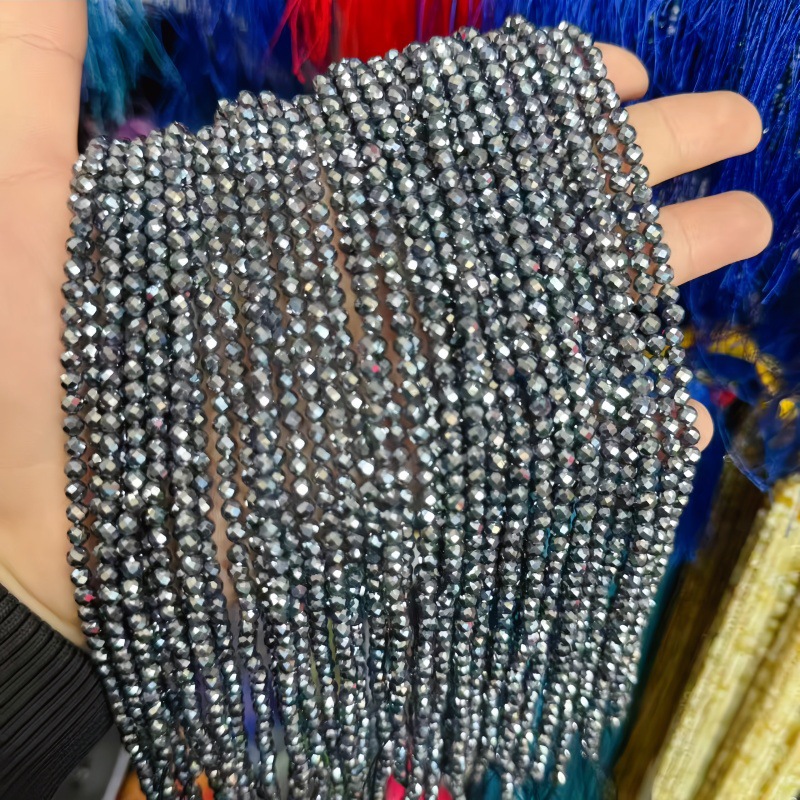 Natural Faceted Cut Round Gemstone Loose Beads, Multi-size 2/3/4mm Mixed Color Agate Crystal Spacer Beads for DIY Bracelet Necklace Earring Craft Making, Wholesale Per Strand