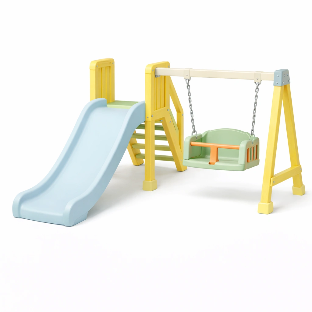 Parque infantil de plástico con columpio y tobogán-nestpira