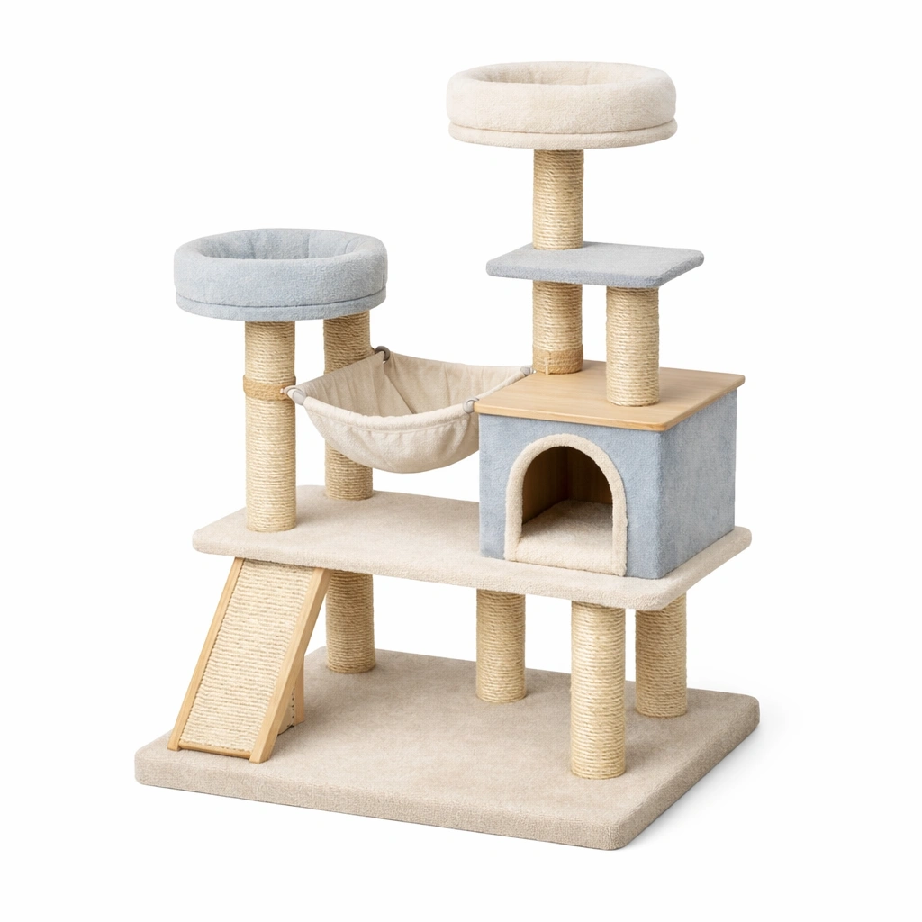 Árbol para gatos de mdf con postes de sisal y hamaca-nestpira