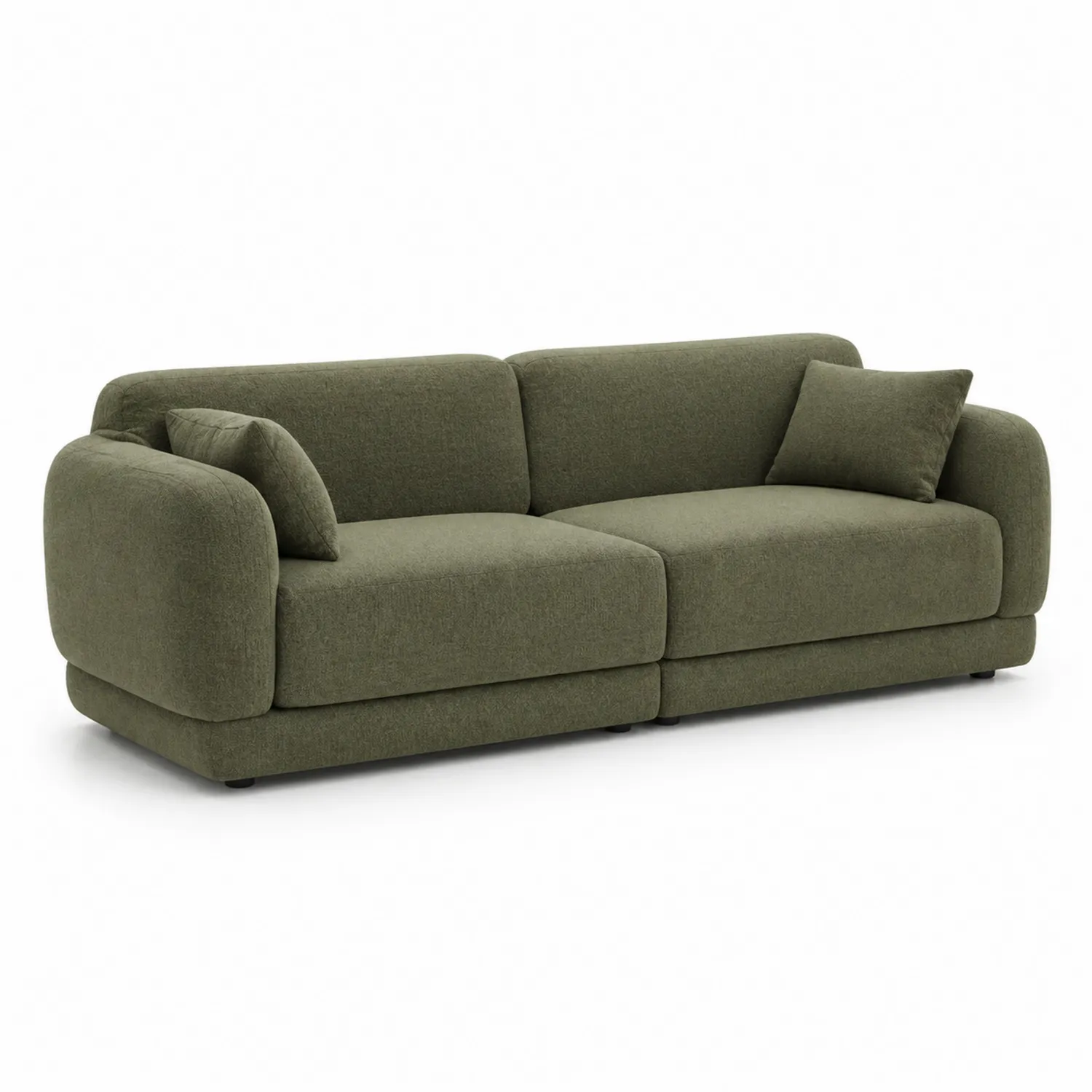 Canapé en tissu vert avec coussins-Velriver