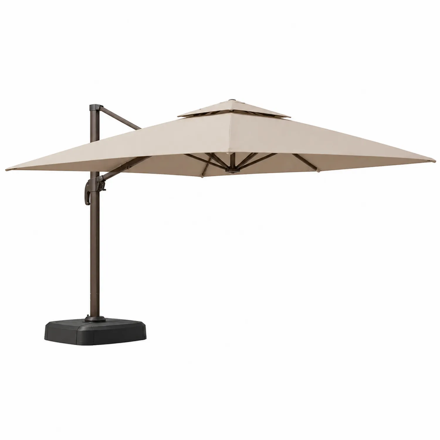 Parasol déporté en aluminium et polyester 300 cm x 300 cm Beige-Velriver