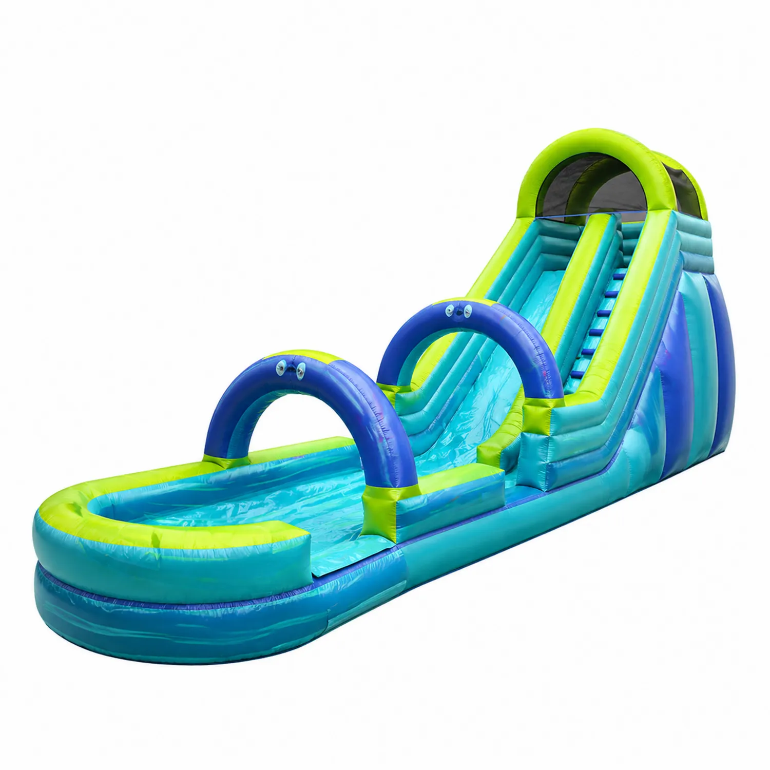Toboggan Gonflable Géant en PVC 500x200x250 cm Bleu/Vert-Velriver