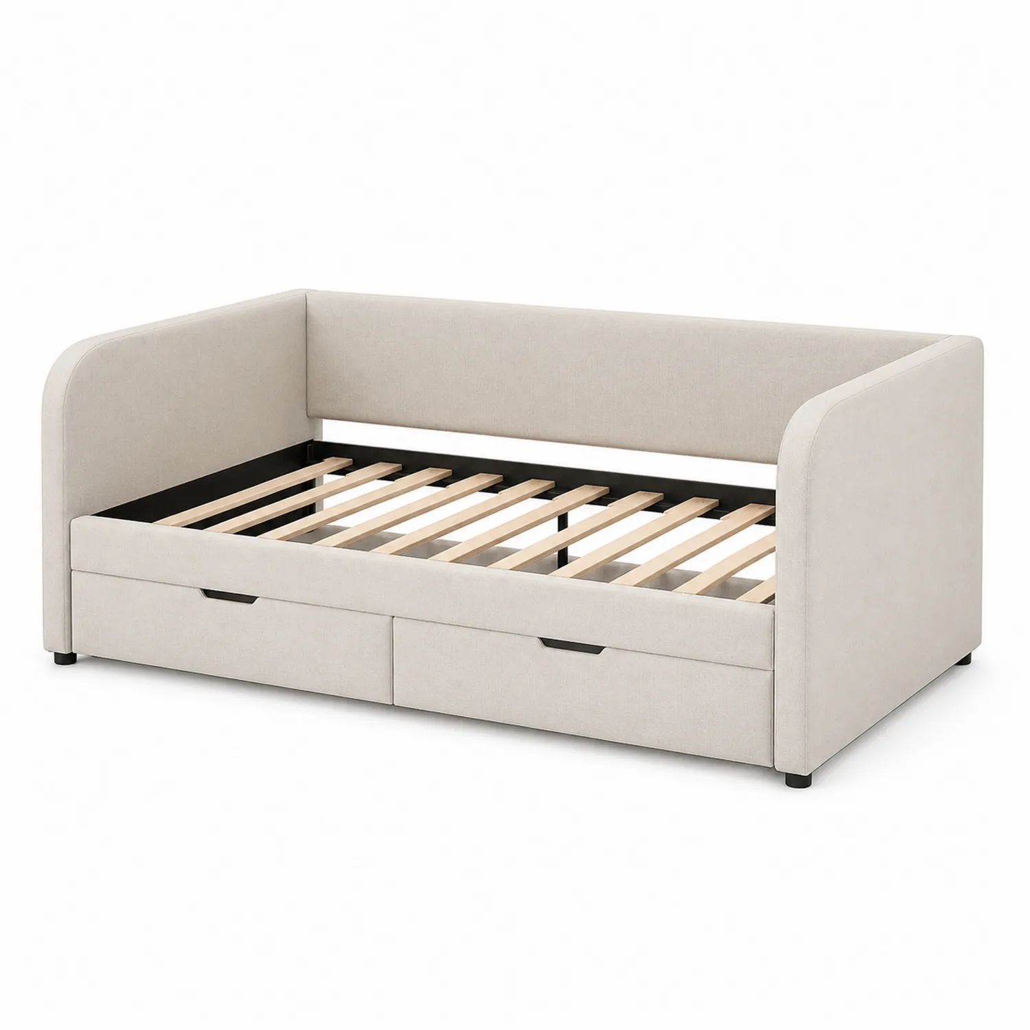 Lit banquette en tissu avec tiroirs Beige-Velriver