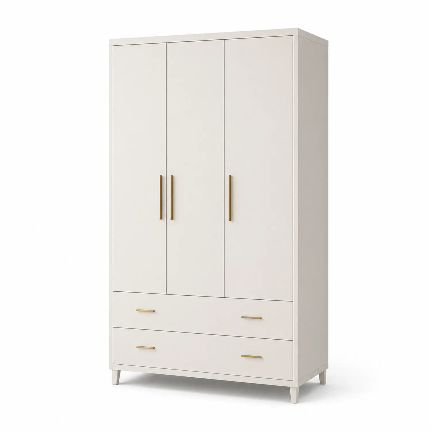 Armoire à trois portes en bois MDF avec tiroirs Blanc-Velriver
