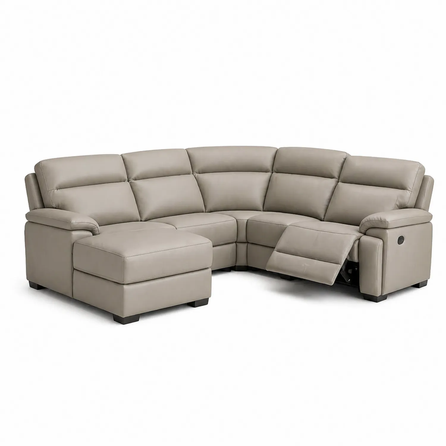 Canapé d'angle en cuir synthétique avec méridienne et repose-pieds réglables Beige-Velriver
