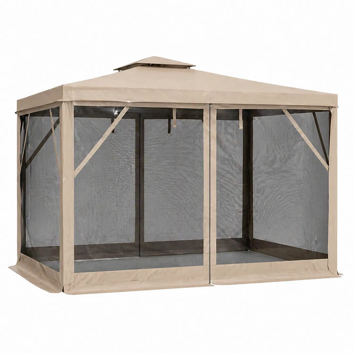Tonnelle en aluminium avec toit en polyester et moustiquaire-Velriver