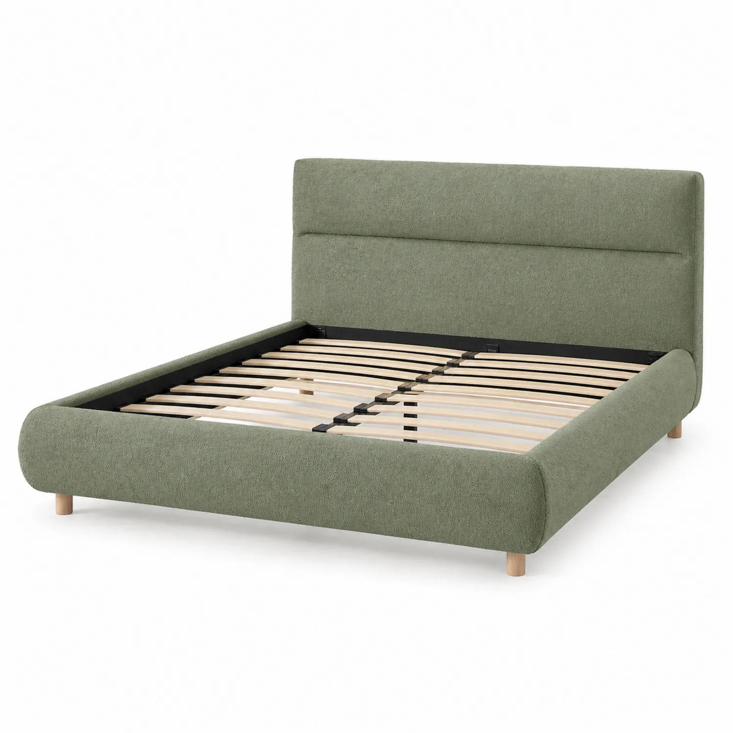 Cadre de lit en bois et tissu Vert 140x200 cm-Velriver