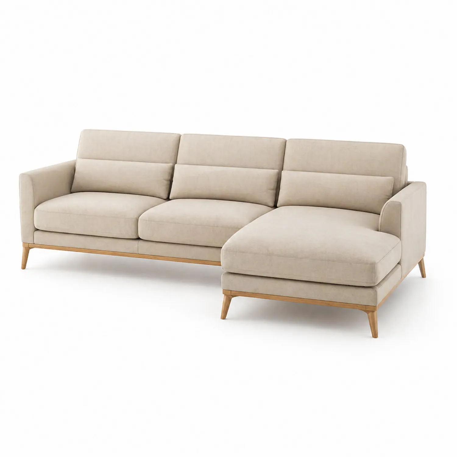 Canapé d'angle en tissu et bois de hêtre Beige-Velriver