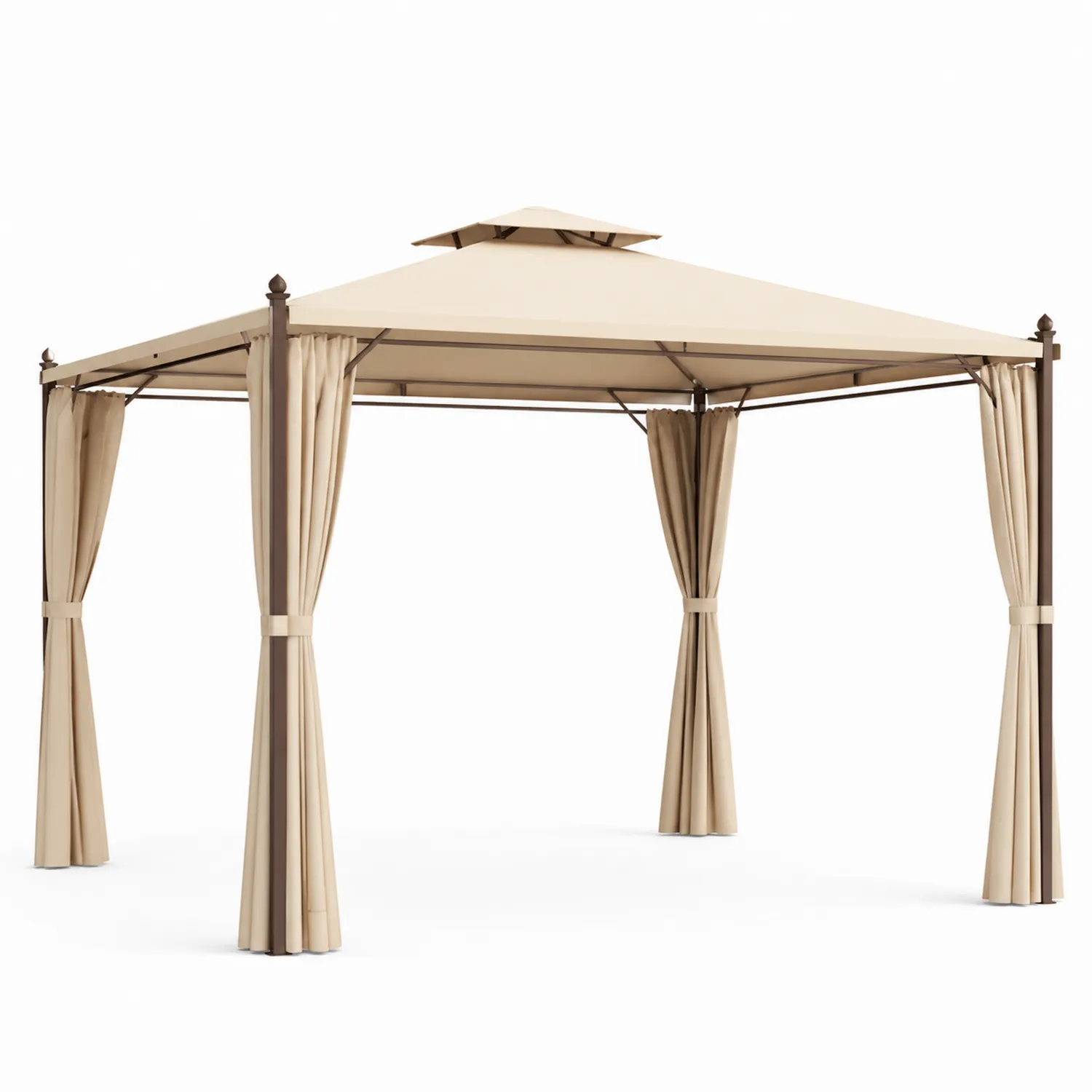 Pavillon en Aluminium avec Toit en Polyester Beige 3x3 m-Velriver
